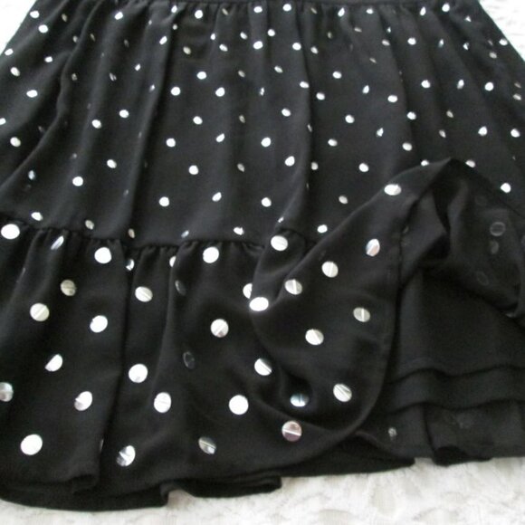 Michael kors Polka Dot Print Skirt- Silver Snap Embellishments-Large-Black-NWT - Picture 9 of 13